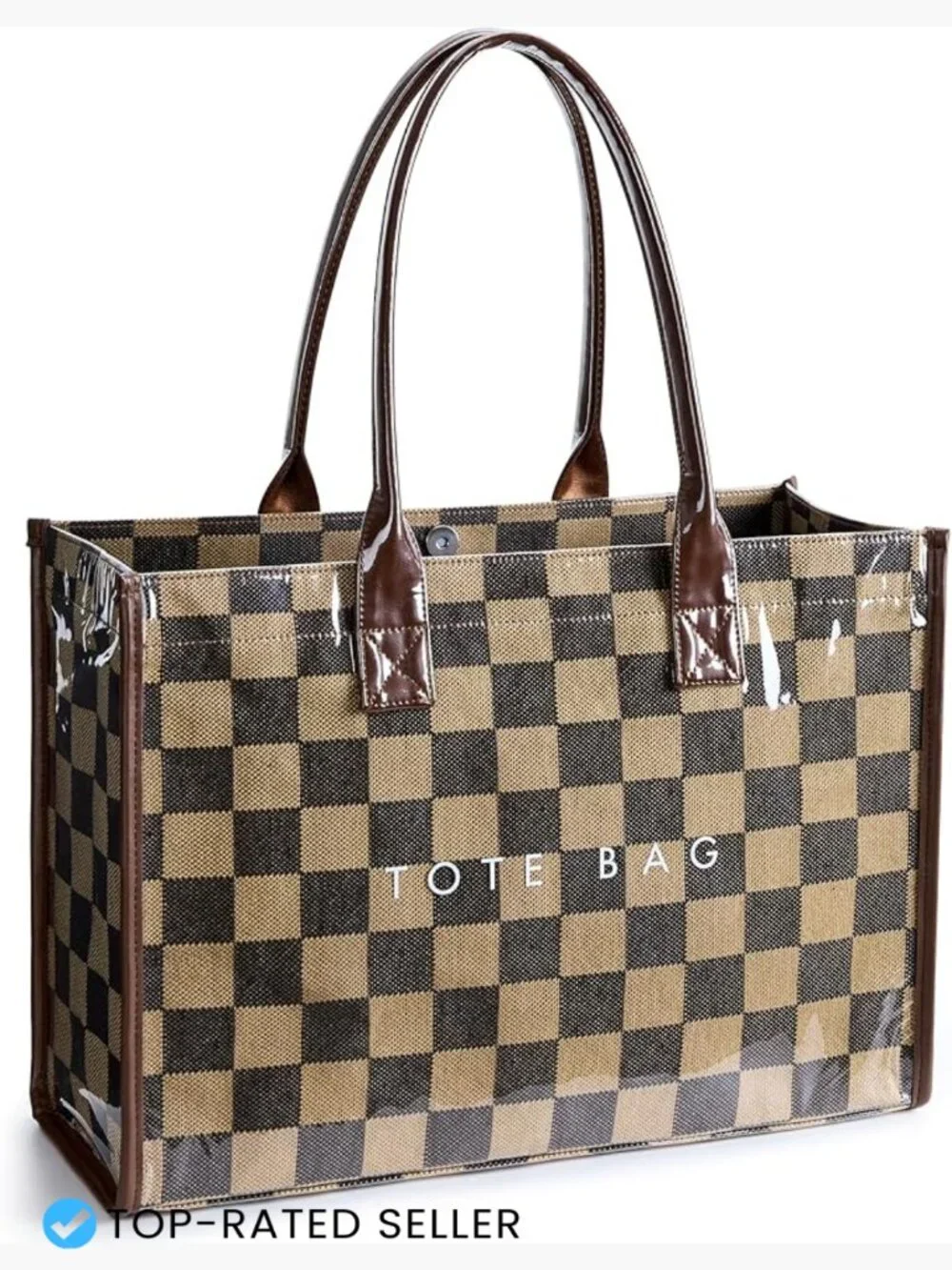 Transparent PVC Tote Bag Work Handbag Reinforced Handles Waterproof Large